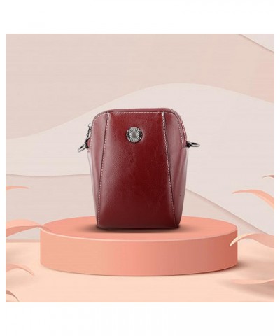 Women Waxed Cowhide Bag Genuine Leather Vertical Cellphone Bag Casual Phone Satchel Pouch Strap Adjustable Fashion Girl Shopp...