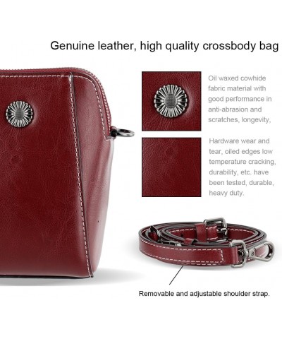 Women Waxed Cowhide Bag Genuine Leather Vertical Cellphone Bag Casual Phone Satchel Pouch Strap Adjustable Fashion Girl Shopp...