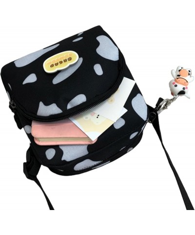 Cute Cow Print Canvas Crossbody Purse Small Cell Phone Bag Shoulder Handbag for Men Women Kids Style 4 $10.25 Crossbody Bags