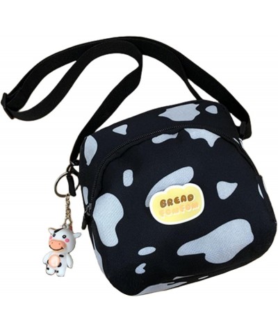 Cute Cow Print Canvas Crossbody Purse Small Cell Phone Bag Shoulder Handbag for Men Women Kids Style 4 $10.25 Crossbody Bags