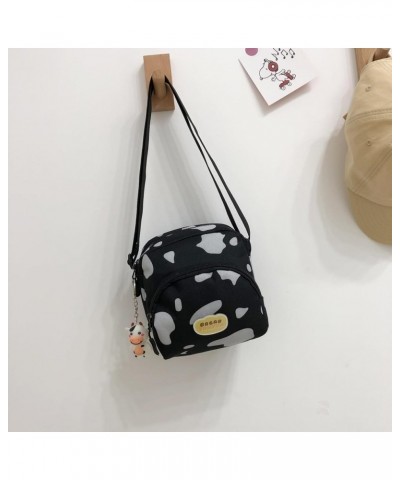 Cute Cow Print Canvas Crossbody Purse Small Cell Phone Bag Shoulder Handbag for Men Women Kids Style 4 $10.25 Crossbody Bags