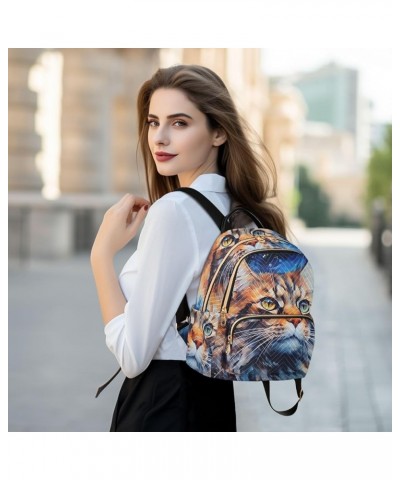 Medium Fashion Backpack for Women Long Hair Cat Print Ladies Travel Daypack Aesthetic Shoulder Bag 11.4×6.1×14.1 IN $19.79 Ba...