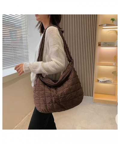 Women Quilted Shoulr Bag Lar ity Puffer Shop Bags Msenr Bag Pure Litweit Nylon s Tote Bag Coffee $8.86 Totes