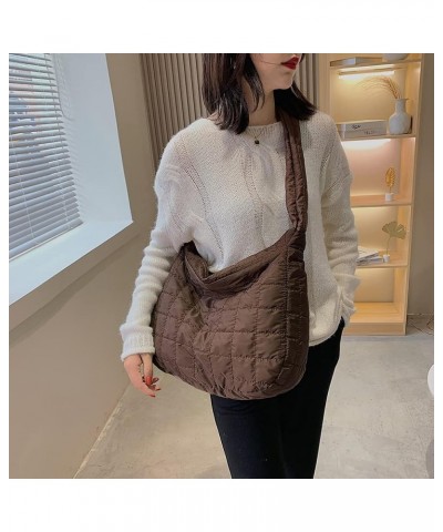 Women Quilted Shoulr Bag Lar ity Puffer Shop Bags Msenr Bag Pure Litweit Nylon s Tote Bag Coffee $8.86 Totes