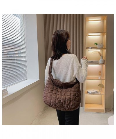 Women Quilted Shoulr Bag Lar ity Puffer Shop Bags Msenr Bag Pure Litweit Nylon s Tote Bag Coffee $8.86 Totes