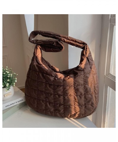 Women Quilted Shoulr Bag Lar ity Puffer Shop Bags Msenr Bag Pure Litweit Nylon s Tote Bag Coffee $8.86 Totes