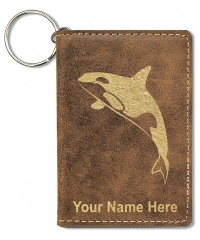 ID Holder Wallet, Killer Whale, Personalized Engraving Included (Light Brown) Rustic $15.11 Wallets