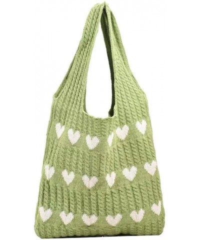 Knitted love tote bag small fresh simple fashion knitted bag personality trendy shoulder bag Apricot $28.61 Totes