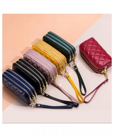 Women's Genuine Leather Wallet Large Capacity Triple Zip around Credit Card Holder Ladies Wristlet Purse Purple $18.19 Wristlets