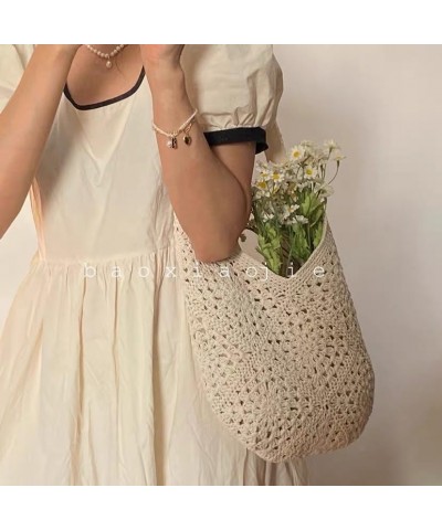 Beach Bags for Women,Summer Soft Large Woven Shoulder Purse Knit Handbag, Beach Tote Bag for Summer Vacation Beige $13.19 Totes