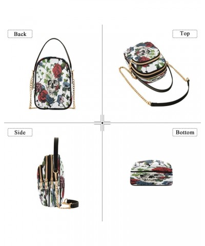 Skull Rose Floral Crossbody Bags for Women Quilted Chain Crossbody Purses Trendy Retro Cross Body Phone Purse Handbag $13.51 ...