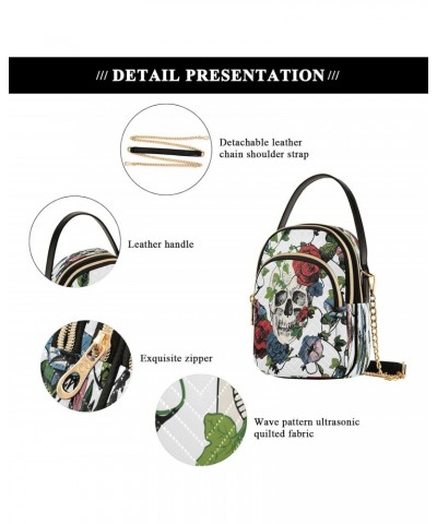 Skull Rose Floral Crossbody Bags for Women Quilted Chain Crossbody Purses Trendy Retro Cross Body Phone Purse Handbag $13.51 ...