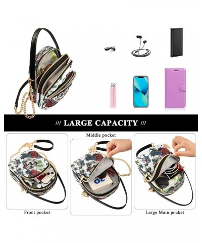 Skull Rose Floral Crossbody Bags for Women Quilted Chain Crossbody Purses Trendy Retro Cross Body Phone Purse Handbag $13.51 ...