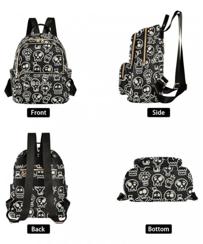 Black Rough Skull Quilted Backpack for Women Travel Bag Shoulder Bags Purses for Work Nurse Daily M Small $16.73 Backpacks