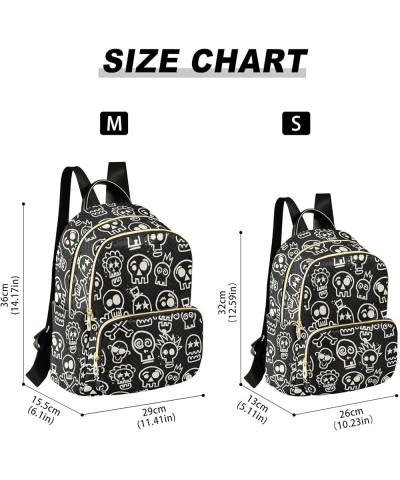 Black Rough Skull Quilted Backpack for Women Travel Bag Shoulder Bags Purses for Work Nurse Daily M Small $16.73 Backpacks