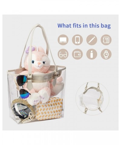 Large Clear Bag Transparent Shoulder Handbag with Plush Pendant Beige $15.50 Shoulder Bags