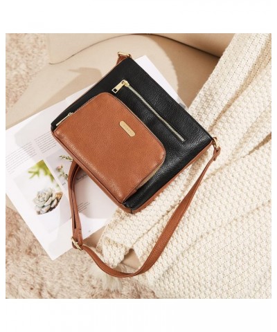 Crossbody Purse for Women Multi Pockets Bag Vegan Leather Small Shoulder Handbags Summer Travel Designer Vintage Ladies 2 Bla...