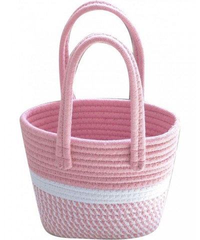 Straw Bag Handbag Pink Twisted Cotton Woven Bag Children's Cute Vacation Picnic Basket for Summer Travel Vacation Beach(Marsh...