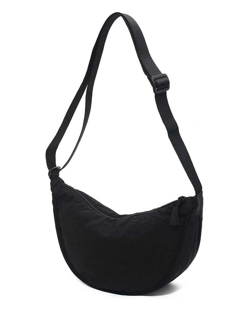 Nylon Crescent Bag Crossbody Bag for Women Men Everyday Sling Bag Small Hobo Shoulder Bag with Adjustable Strap Black $11.79 ...