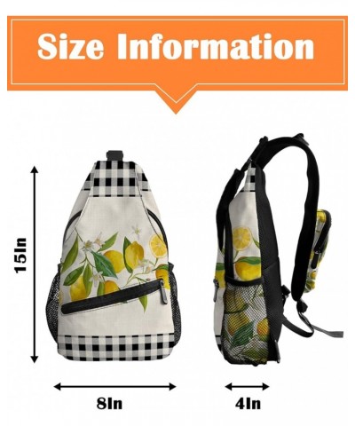 Sling Backpack, Lemons Baroque Blue Mediterranean Pattern Waterproof Lightweight Small Sling Bag, Travel Chest Bag Crossbody ...