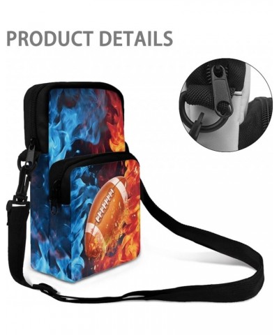 Men Crossbody Shoulder Bag With Strap Adjustable for Travel, Lightweight Anti-Theft Mini Sling Bag for Travel Rugby 3d Ball F...