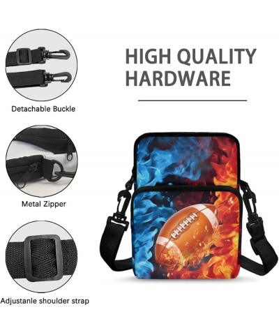 Men Crossbody Shoulder Bag With Strap Adjustable for Travel, Lightweight Anti-Theft Mini Sling Bag for Travel Rugby 3d Ball F...