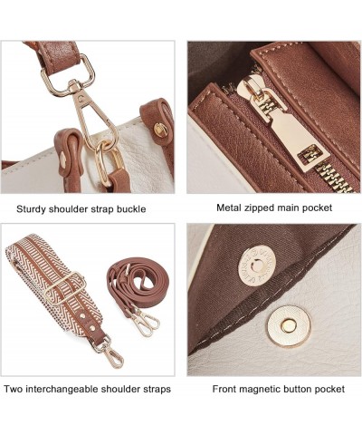 Crossbody Bags For Women Trendy Vegan Leather Purses For Women Shoulder Bag with Two Strap B4-beige With Brown $15.89 Shoulde...