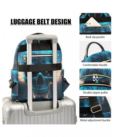 Women's Medium Fashion Backpack Blue Fire Skull Print Ladies Travel Daypack Aesthetic Shoulder Bag 11.4×6.1×14.1 IN $20.87 Ba...