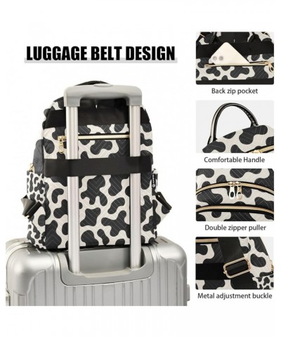 Women Backpack Doodle Black White Cow Print Anti-Theft Travel Backpack with Luggage Belt Lightweight Handbag Lady Purse Roomy...