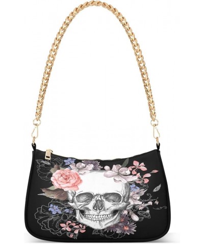 Shoulder Bags for Women Skeleton Skull and Rose Flowers Hobo Tote Handbag Small Clutch Purse with Zipper Closure Multi04 $13....