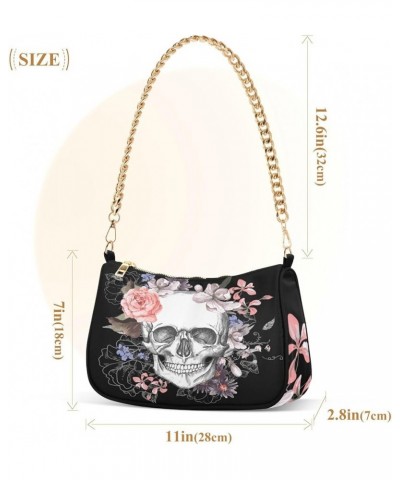 Shoulder Bags for Women Skeleton Skull and Rose Flowers Hobo Tote Handbag Small Clutch Purse with Zipper Closure Multi04 $13....