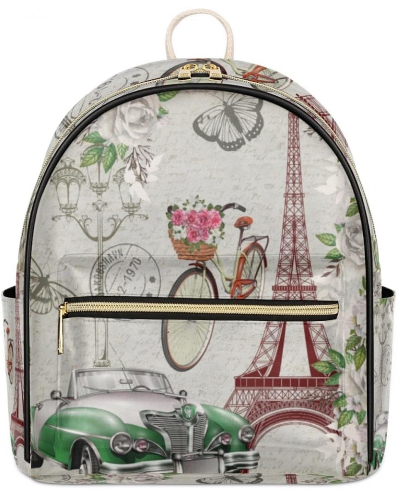 Paris Eiffel Tower Backpack Purse for Women PU Leather Lightweight Ladies Shoulder Fashion Satchel Bags Travel Casual Daypack...