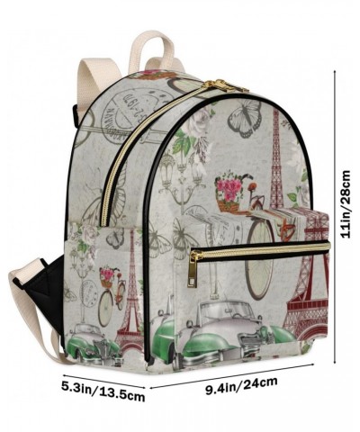 Paris Eiffel Tower Backpack Purse for Women PU Leather Lightweight Ladies Shoulder Fashion Satchel Bags Travel Casual Daypack...