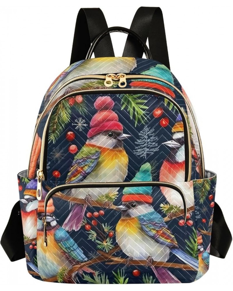 Colorful Birds Backpack Purse Medium Size, Womens Backpack Fashion, Women Backpack for Travel, M Beautiful Birds Are in Snow-...