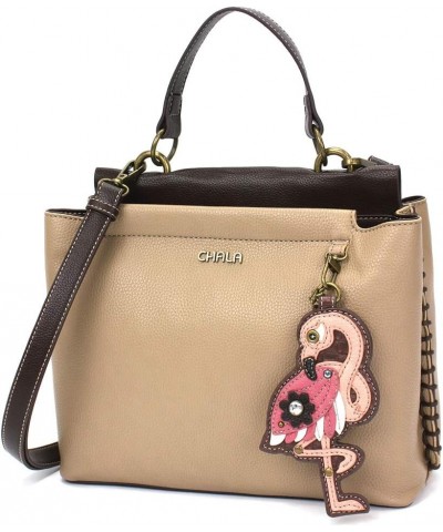 Charming Satchel with Adjustable Strap - Flamingo - Taupe $41.25 Satchels