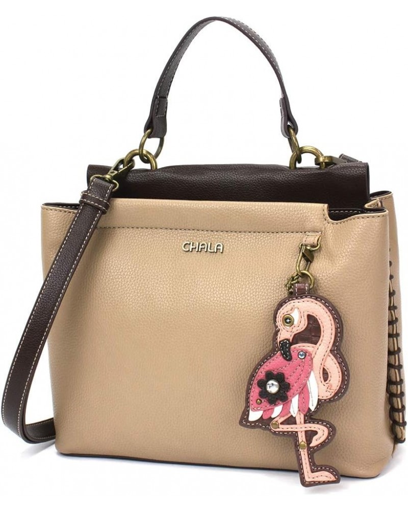 Charming Satchel with Adjustable Strap - Flamingo - Taupe $41.25 Satchels