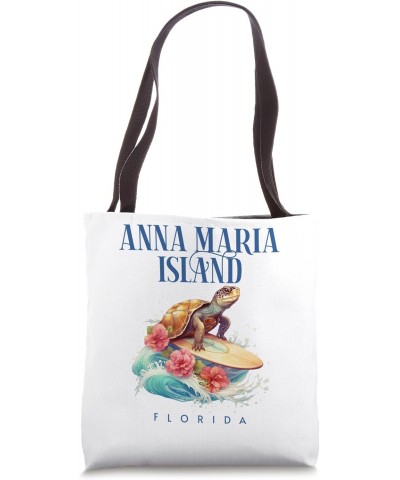 Smiling Surfing Beach Turtle Tropical Flowers Souvenir Tote Bag $12.47 Totes