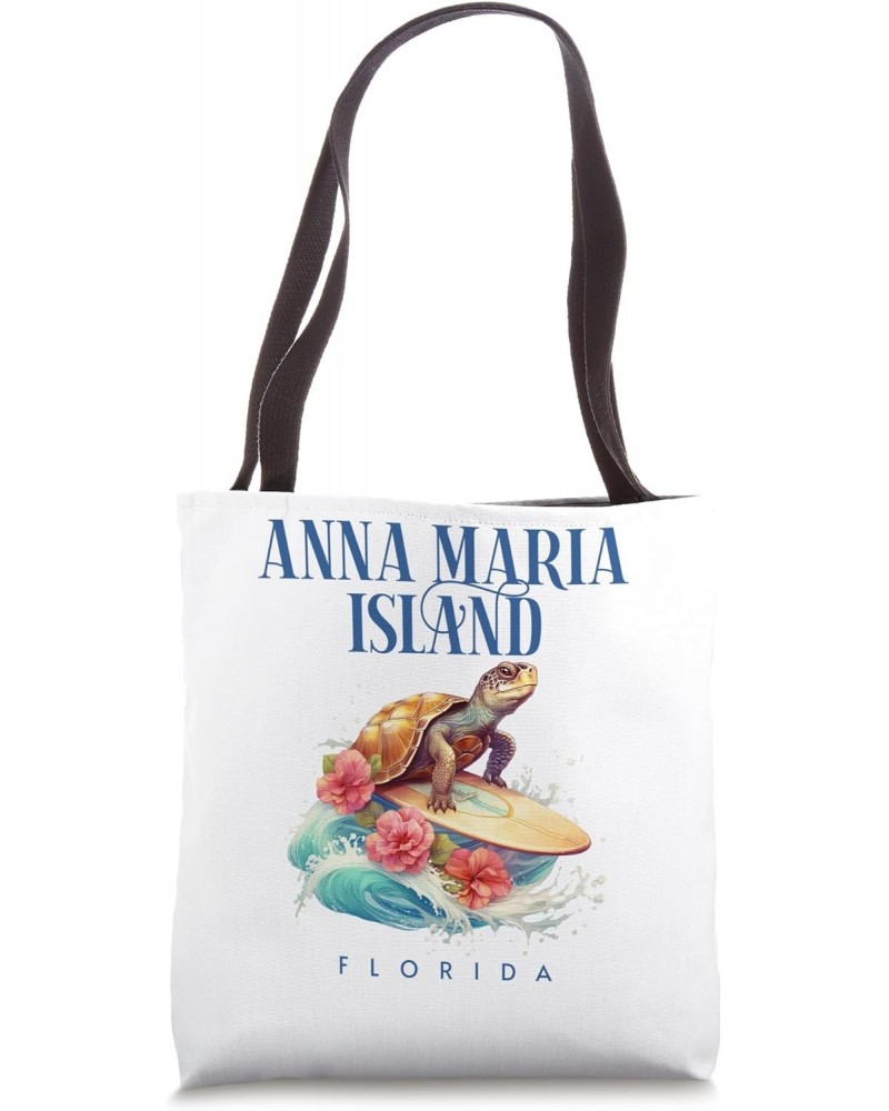 Smiling Surfing Beach Turtle Tropical Flowers Souvenir Tote Bag $12.47 Totes