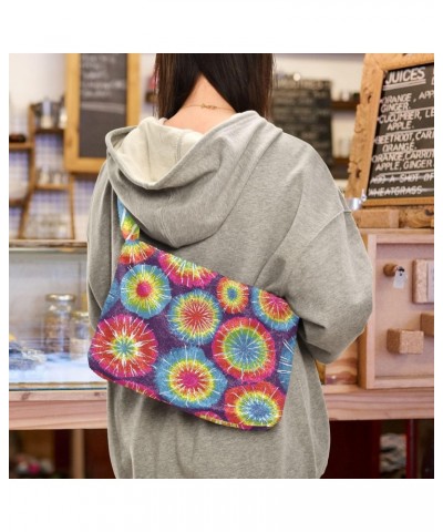 Rainbow Tie Dye Abstract Florals Flowers Fluffy Crossbody Bag Furry Tote Bags for Women Fuzzy Purse Handbag Lady Shoulder Bag...