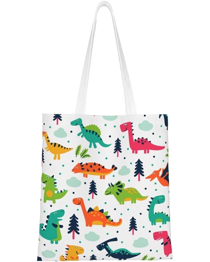 Dinosaurs Single Shoulder Fashion Canvas Tote Shopping Bags Handbags For Men And Women Dinosaurs24 $10.53 Totes