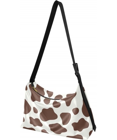 Large Crossbody Bag Doodle Brown Cow Animal Print PU Leather Shoulder Bag for Women Girls $15.18 Crossbody Bags