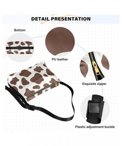 Large Crossbody Bag Doodle Brown Cow Animal Print PU Leather Shoulder Bag for Women Girls $15.18 Crossbody Bags