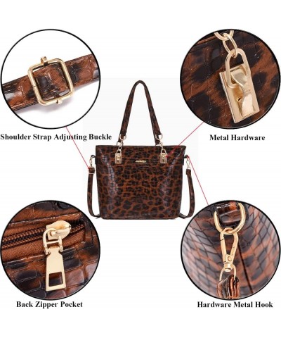 6-Pcs Handbags Set Women Purses Leopard Print & Crocodile Pattern PU Leather Totes Shoulder Bags Satchel Wallet Clutch White ...