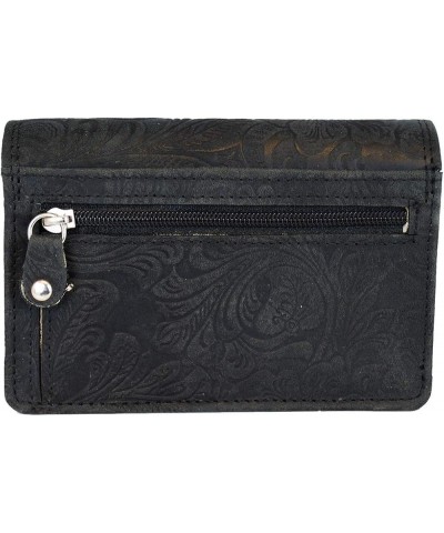 Women's Floral Design Leather Wallet Black $12.83 Wallets