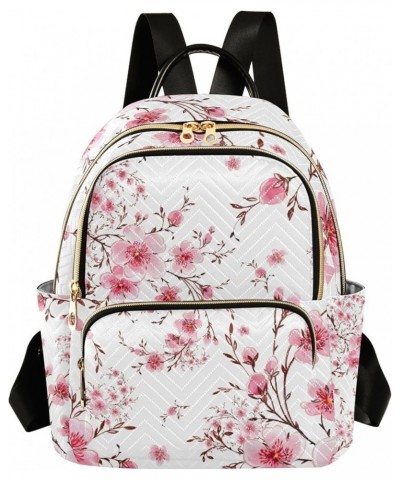 Watercolor Cherry Blooming Flowers Backpack for Women Shoulder Bag Lightweight Mini Backpack Casual Daypack Back Pack for Tra...