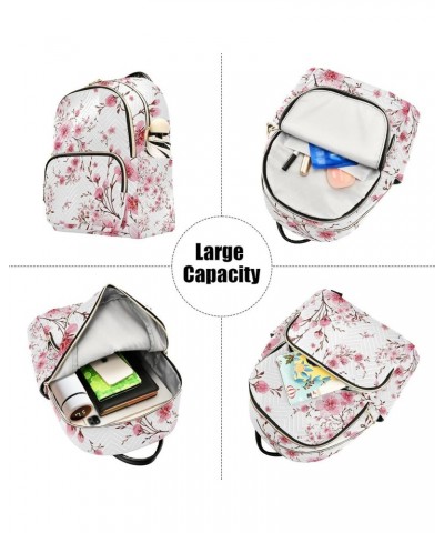 Watercolor Cherry Blooming Flowers Backpack for Women Shoulder Bag Lightweight Mini Backpack Casual Daypack Back Pack for Tra...