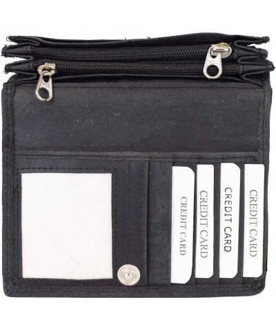 Women's Floral Design Leather Wallet Black $12.83 Wallets