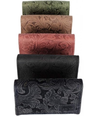 Women's Floral Design Leather Wallet Black $12.83 Wallets