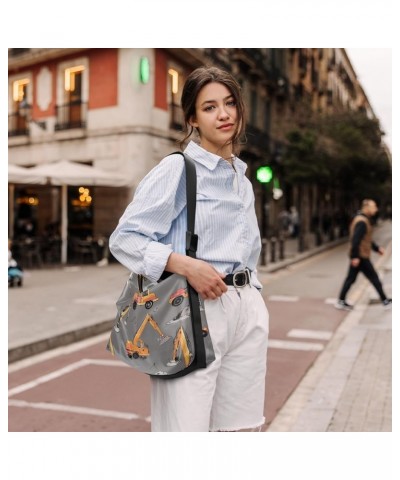 Clouds and Stars in the Sky Vegan Leather Crossbody Bag, Crossbody Hobo Bags for Women, Hobo Shoulder Bag Construction Crane ...