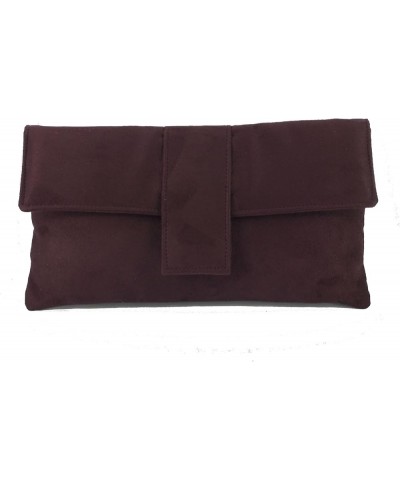 Womens Elegant Faux Suede Clutch Bag/Shoulder Bag Occasion Wedding Party Prom Bag Damson Plum Purple $26.99 Clutches